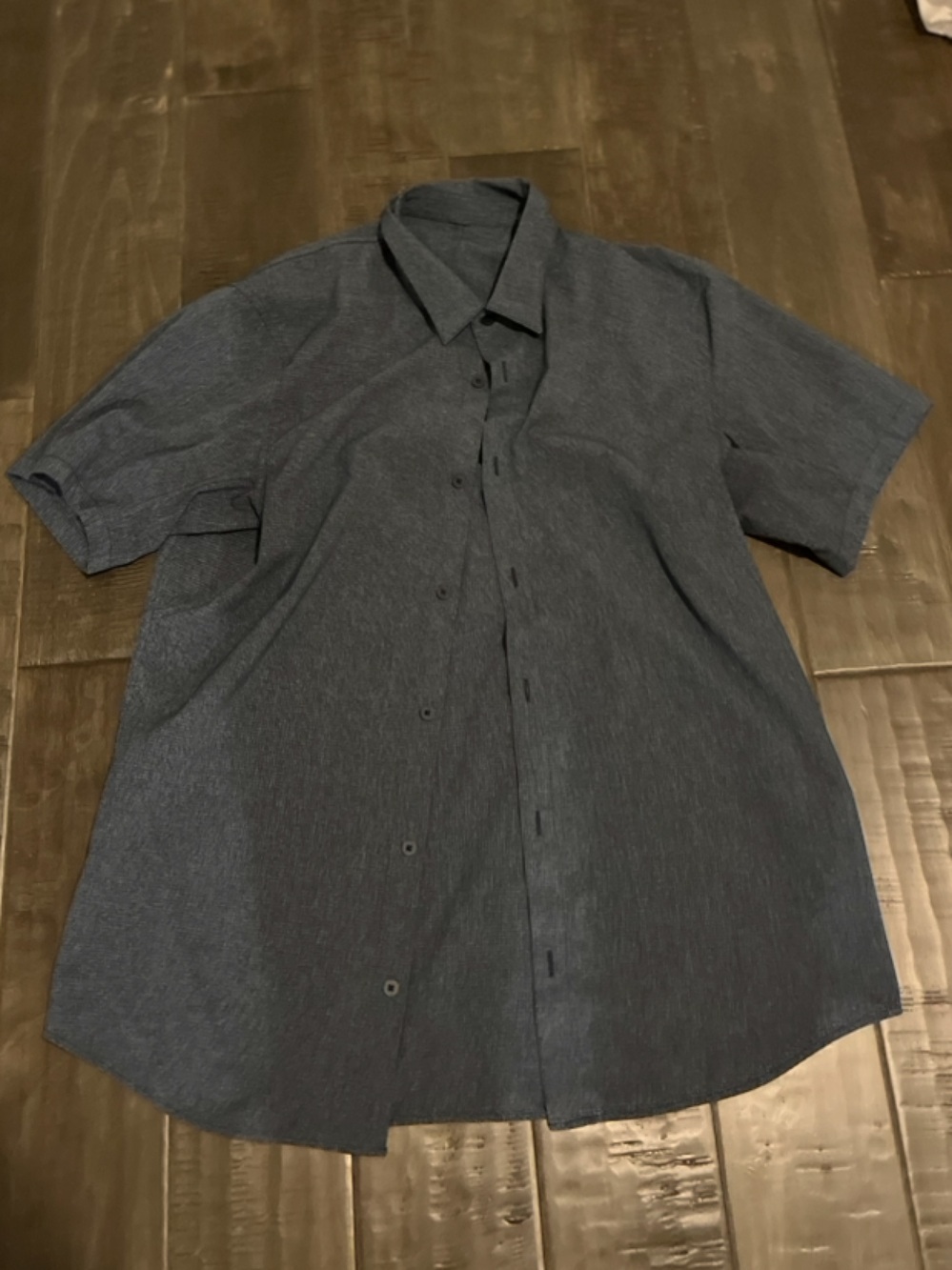 Lululemon Men's Short-Sleeve Button-Up Shirt - Charcoal Blue